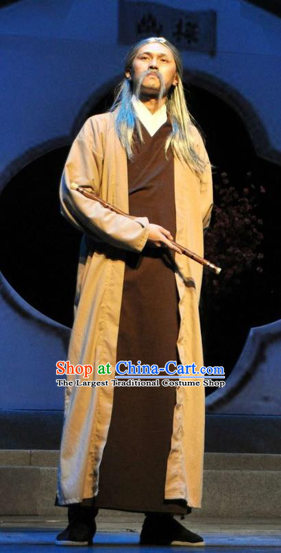 Chinese Traditional Ming Dynasty Swordsman Clothing Stage Performance Historical Drama Peach Blossom Fan Apparels Costumes Ancient Knight Yang Youlong Garment and Headwear