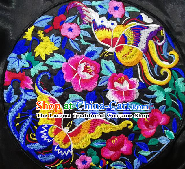 Chinese Traditional Embroidered Flowers Butterfly Pattern Cloth Patch Decoration Embroidery Craft Embroidered Accessories