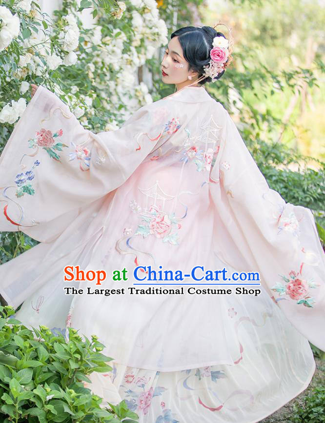 Traditional Chinese Tang Dynasty Imperial Concubine Hanfu Dress Apparels Ancient Court Woman Embroidered Cape and Skirt Historical Costumes Full Set