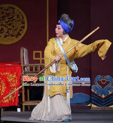 Chinese Sichuan Opera Highlights Pantaloon Garment Costumes and Headdress Chun Hua Zou Xue Traditional Peking Opera Dame Dress Elderly Female Servant Apparels