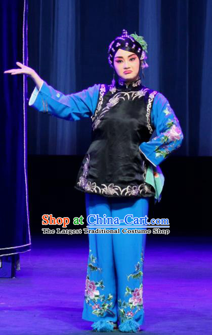 Chinese Sichuan Opera Highlights Female Servant Garment Costumes and Headdress Traditional Peking Opera Dress Maid Lady Apparels