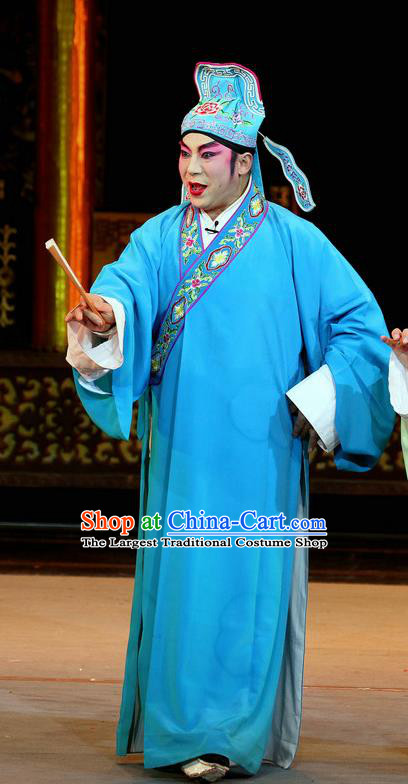 En Chou Ji Chinese Sichuan Opera Scholar Shi Zizhang Apparels Costumes and Headpieces Peking Opera Highlights Xiaosheng Garment Young Male Clothing