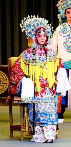 Chinese Sichuan Highlights Opera Empress Garment Costumes and Headdress Traditional Peking Opera Hua Tan Dress Queen Apparels