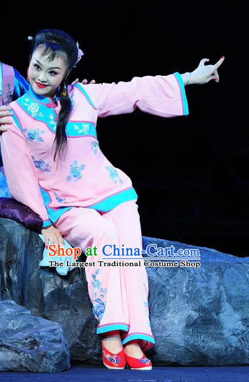 Chinese Sichuan Highlights Opera Young Woman Pink Garment Costumes and Headdress Jin Zi Traditional Peking Opera Actress Dress Jin Zi Apparels