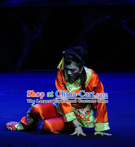 Chinese Sichuan Highlights Opera Hua Tan Garment Costumes and Headdress Jin Zi Traditional Peking Opera Diva Jin Zi Dress Young Mistress Orange Apparels