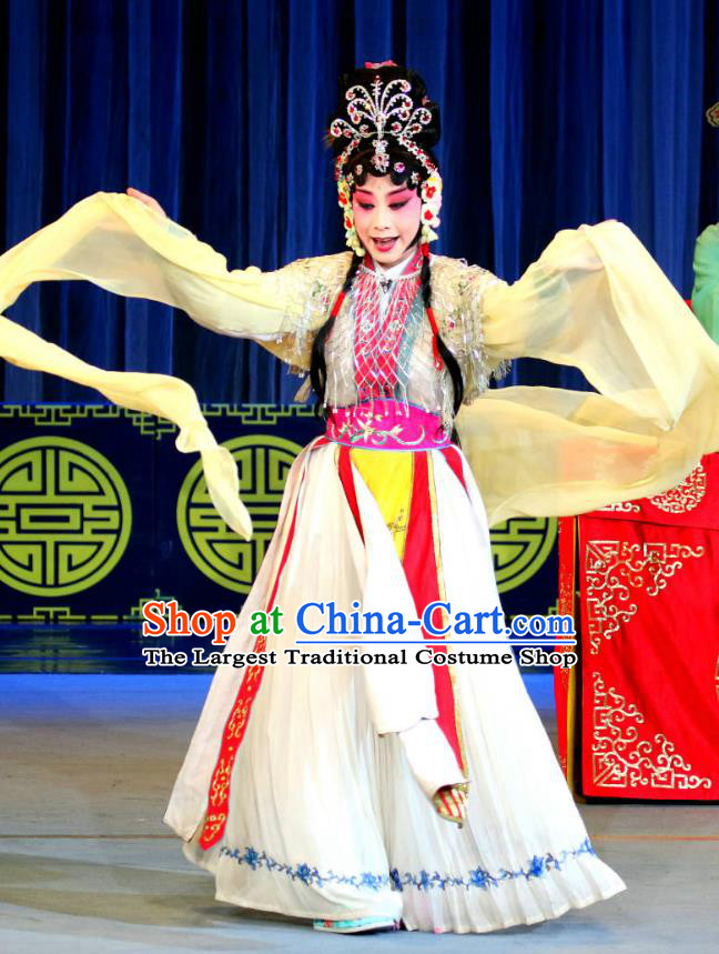 Chinese Sichuan Highlights Opera Goddess Garment Costumes and Headdress Xi Yi Traditional Peking Opera Actress Dress Hua Tan Apparels