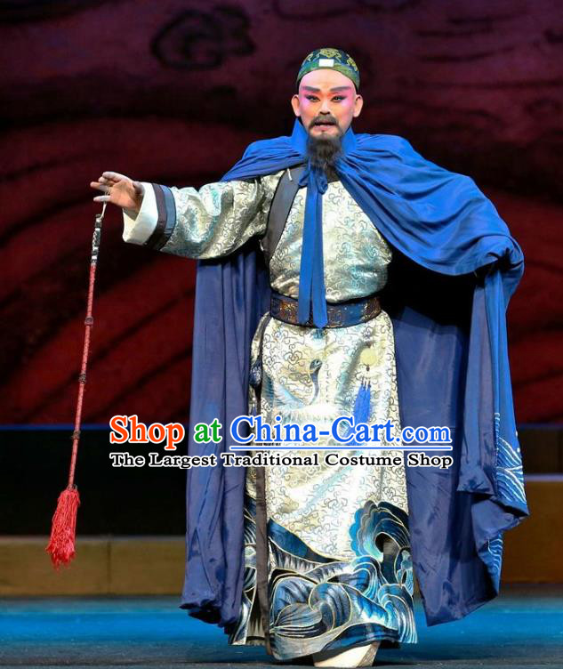 Cang Sheng Zai Shang Chinese Sichuan Opera Elderly Man Apparels Costumes and Headpieces Peking Opera Highlights Official Garment Laosheng Zhang Penghe Clothing