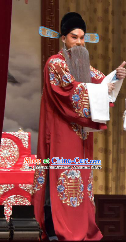 Xiao Yan Chinese Bangzi Opera Elderly Male Dong Zhuo Apparels Costumes and Headpieces Traditional Hebei Clapper Opera Laosheng Garment Landlord Clothing