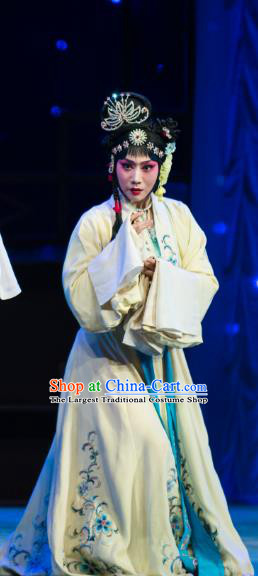 Chinese Hebei Clapper Opera Young Lady Garment Costumes and Headdress Zhong Kui Traditional Bangzi Opera Hua Tan Dress Actress Apparels