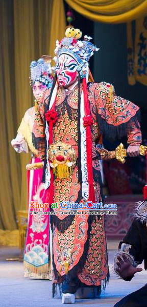 The Lotus Lantern Chinese Bangzi Opera Martial Male Armor Apparels Costumes and Headpieces Traditional Hebei Clapper Opera General Garment Wusheng Clothing