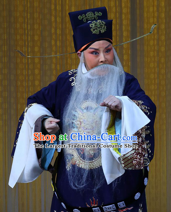 In Extremely Good Fortune Chinese Bangzi Opera Official Qiao Xuan Apparels Costumes and Headpieces Traditional Hebei Clapper Opera Laosheng Garment Elderly Male Clothing