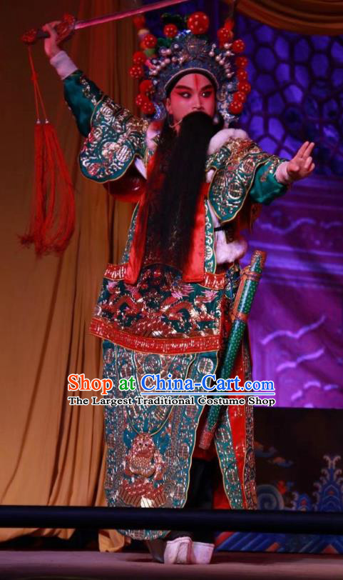 Chinese Bangzi Opera General Wu Han Apparels Costumes and Headpieces Traditional Shanxi Clapper Opera Martial Male Garment Armor Clothing