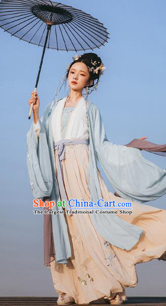 Chinese Ancient Imperial Consort Embroidered Hanfu Dress Apparels Traditional Jin Dynasty Court Princess Historical Costumes for Women