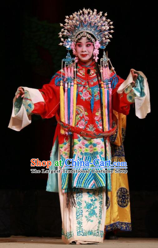 Chinese Shanxi Clapper Opera Imperial Consort Pan Garment Costumes and Headdress Pan Yang Song Traditional Bangzi Opera Hua Tan Dress Actress Apparels