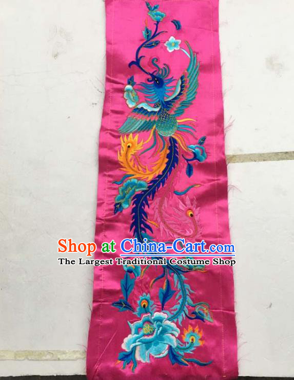 Chinese Traditional Embroidered Phoenix Peony Rosy Patch Decoration Embroidery Applique Craft Embroidered Dress Accessories