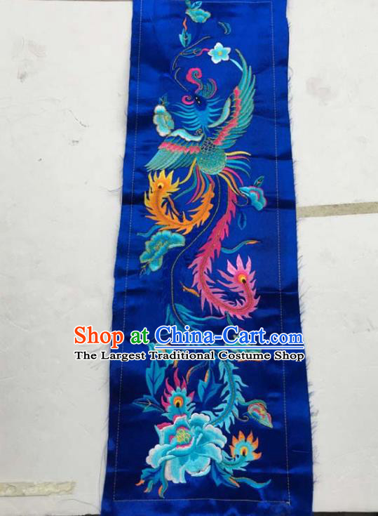 Chinese Traditional Embroidered Phoenix Peony Royalblue Patch Decoration Embroidery Applique Craft Embroidered Dress Accessories