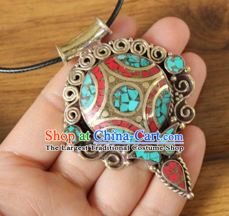 Chinese Traditional Tibetan Nationality Necklet Pendant Decoration Zang Ethnic Handmade Necklace Jewelry Accessories for Women