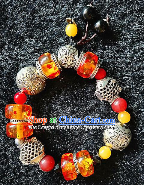 Chinese Traditional Tibetan Nationality Chrysophoron Beads Bracelet Accessories Decoration Handmade Zang Ethnic Bangle for Women