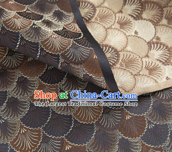 Asian Chinese Traditional Scales Pattern Design Brown Brocade Silk Fabric Tapestry Material DIY Mongolian Robe Satin Damask