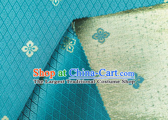 Japanese Traditional Sorbus Pattern Design Teal Brocade Fabric Silk Material Traditional Asian Japan Kimono Nishijin Satin Tapestry