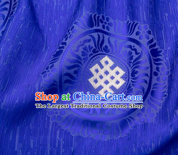 Asian Chinese Traditional Auspicious Pattern Design Royalblue Brocade Tang Suit Silk Fabric Tapestry Material DIY Satin Damask