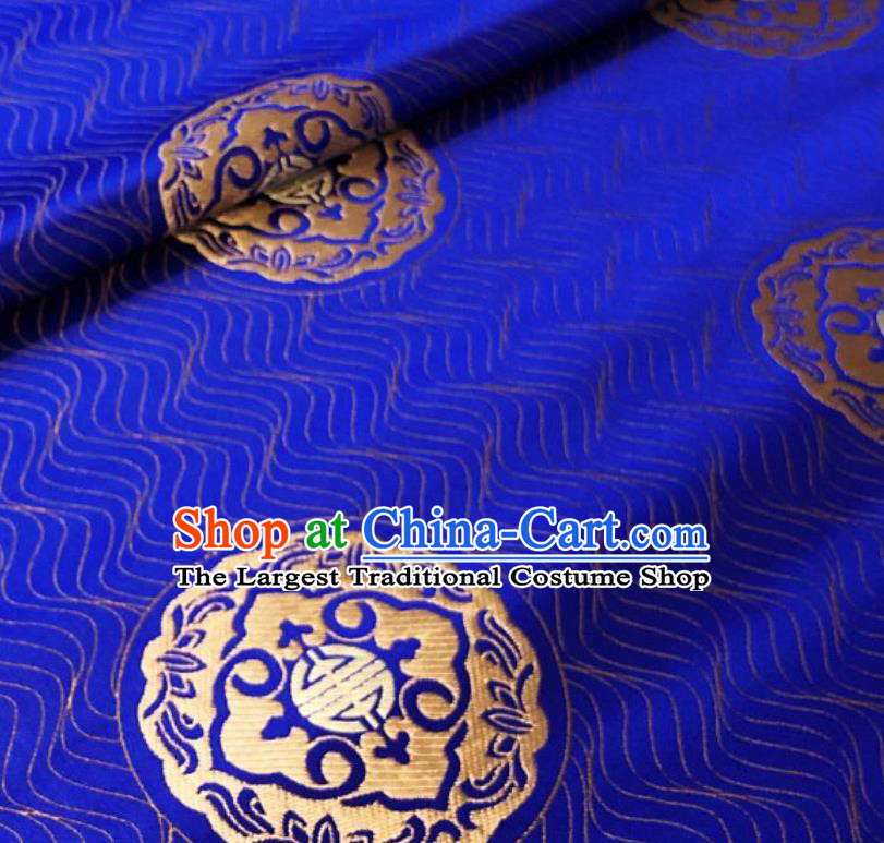 Asian Chinese Traditional Lucky Pattern Design Royalblue Brocade Silk Fabric Tang Suit Tapestry Satin Material Damask