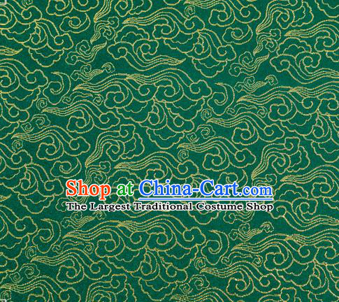 Chinese Classical Clouds Pattern Design Green Brocade Silk Fabric Tapestry Material Asian Traditional DIY Tang Suit Satin Damask