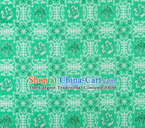 Chinese Classical Monster Pattern Design Green Brocade Silk Fabric Tapestry Material Asian Traditional DIY Qipao Dress Satin Damask