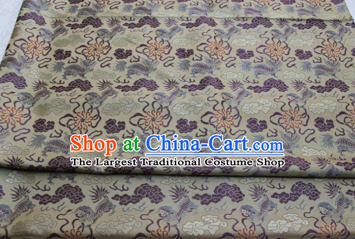 Chinese Classical Cloud Dragons Pattern Design Brocade Silk Fabric Satin Damask Asian Traditional DIY Mongolian Robe Tapestry Material