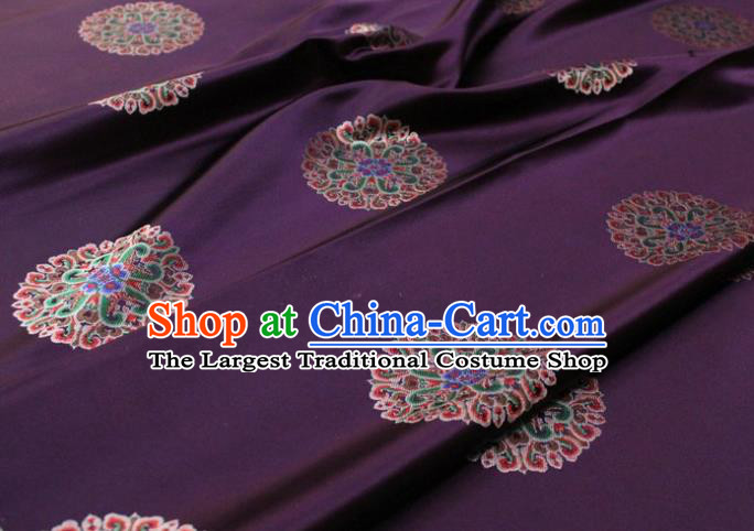 Chinese Classical Lotus Pattern Design Purple Brocade Buddhism Silk Fabric DIY Satin Damask Asian Traditional Tibetan Robe Tapestry Material