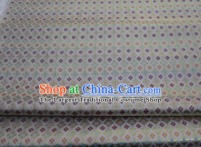 White Chinese Classical Pattern Design Brocade Mongolian Robe Silk Fabric DIY Satin Damask Asian Traditional Tapestry Material