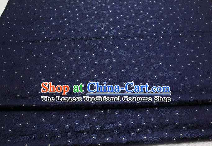 Chinese Classical Cloud Blossom Pattern Design Navy Blue Brocade Mongolian Robe Asian Traditional Tapestry Material Silk Fabric DIY Satin Damask