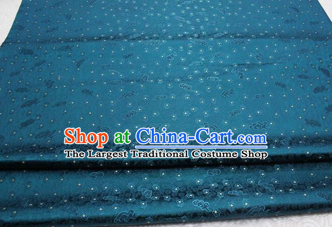 Chinese Classical Cloud Blossom Pattern Design Teal Brocade Mongolian Robe Asian Traditional Tapestry Material Silk Fabric DIY Satin Damask