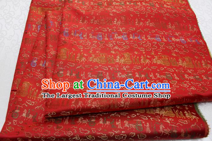 Chinese Tang Suit Classical Gharry Pattern Design Red Nanjing Brocade Asian Traditional Tapestry Material DIY Satin Damask Silk Fabric