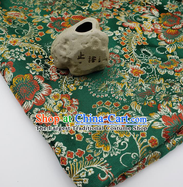 Top Quality Chinese Classical Phoenix Peony Pattern Green Brocade Silk Material Traditional Asian Hanfu Dress Jacquard Cloth Traditional Satin Fabric