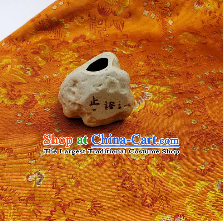 Top Quality Chinese Classical Phoenix Peony Pattern Orange Brocade Silk Material Traditional Asian Hanfu Dress Jacquard Cloth Traditional Satin Fabric