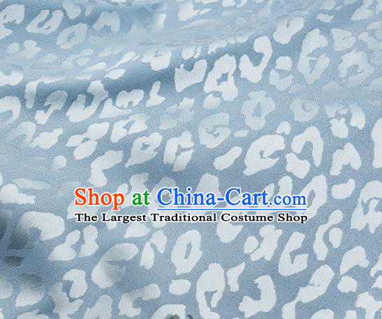 Chinese Traditional Leopard Dragonfly Pattern Design Blue Satin Fabric Silk Material Traditional Asian Tang Suit Cloth Tapestry