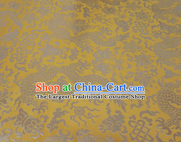 Chinese Classical Imperial Dragon Pattern Design Yellow Brocade Fabric Asian Traditional Tapestry Satin Material DIY Cloth Damask