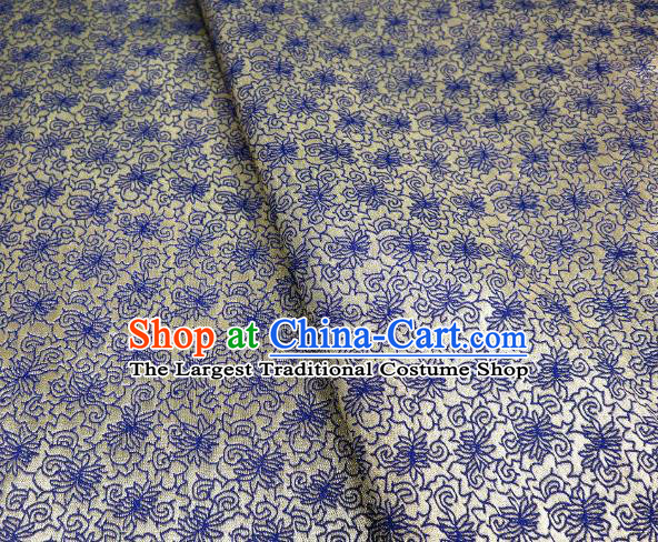 Chinese Classical Sesame Flower Pattern Design Blue Brocade Fabric Asian Traditional Tapestry Material DIY Satin Cloth Damask