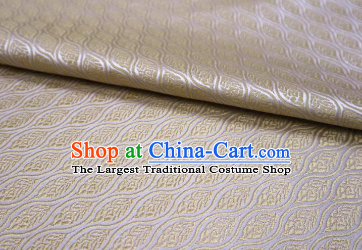 Top Quality Japanese Classical Leaf Pattern White Satin Material Asian Traditional Brocade Kimono Nishijin Tapestry Cloth Fabric