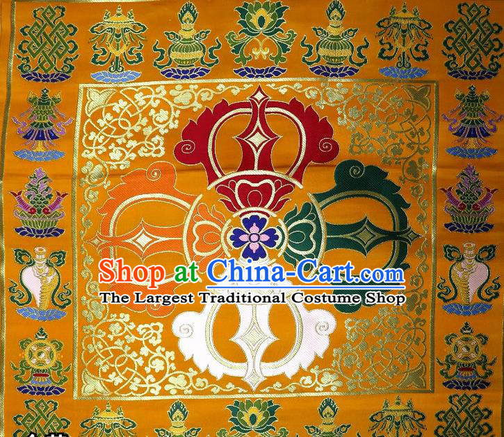 Chinese Buddhism Classical Vajra Pattern Design Golden Brocade Fabric Asian Traditional Tapestry Satin Material DIY Tibetan Cloth Damask