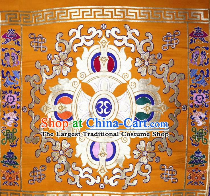 Chinese Buddhism Classical Pattern Design Golden Brocade Fabric Asian Traditional Tapestry Satin Material DIY Tibetan Cloth Damask