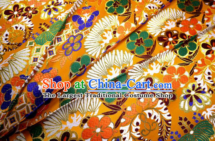 Top Quality Japanese Kimono Classical Banana Pattern Golden Tapestry Satin Material Asian Traditional Cloth Brocade Nishijin Fabric