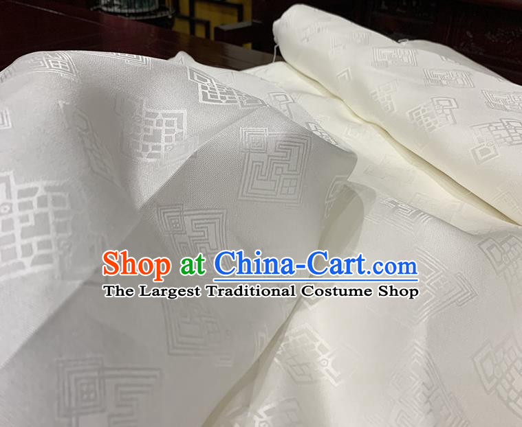 Chinese Classical Pattern White Watered Gauze Asian Top Quality Silk Material Hanfu Dress Brocade Fabric Cheongsam Cloth