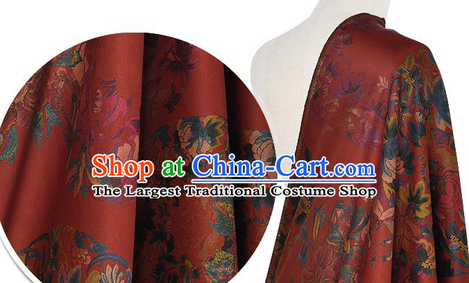 Chinese Classical Peony Pattern Red Watered Gauze Asian Top Quality Silk Material Hanfu Dress Brocade Cheongsam Cloth Fabric