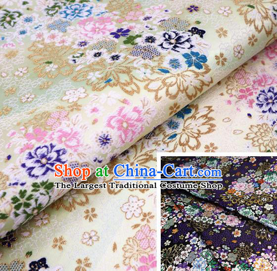 Top Quality Japanese Kimono Classical Sakura Pattern Beige Tapestry Satin Material Asian Traditional Cloth Brocade Nishijin Fabric