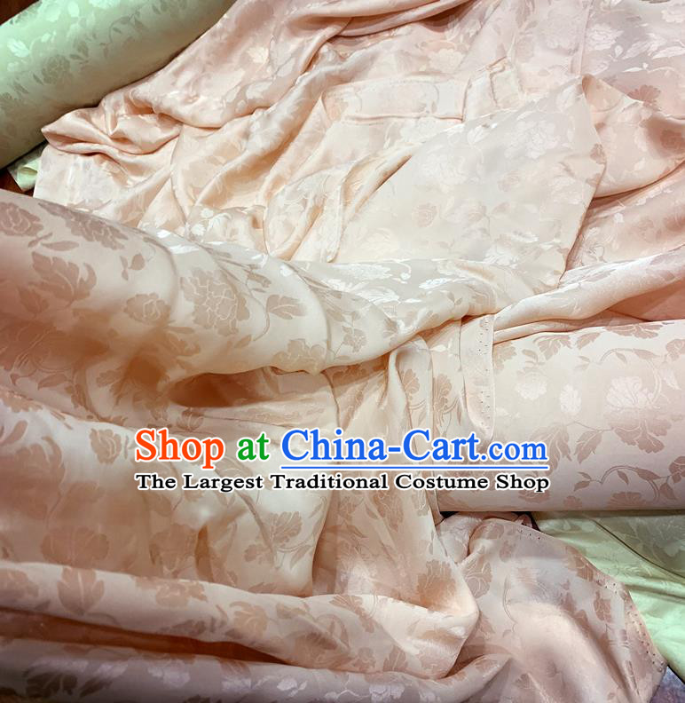 Chinese Classical Peony Pattern Pink Watered Gauze Asian Top Quality Silk Material Hanfu Dress Cloth Cheongsam Fabric