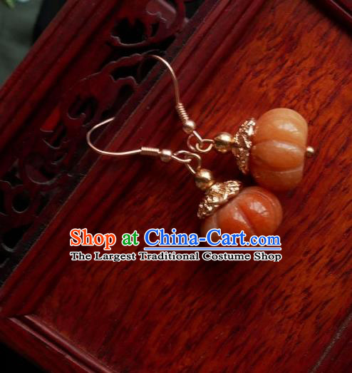 Chinese Handmade Orange Pumpkin Earrings Traditional Hanfu Ear Jewelry Accessories Ancient Princess Eardrop for Women