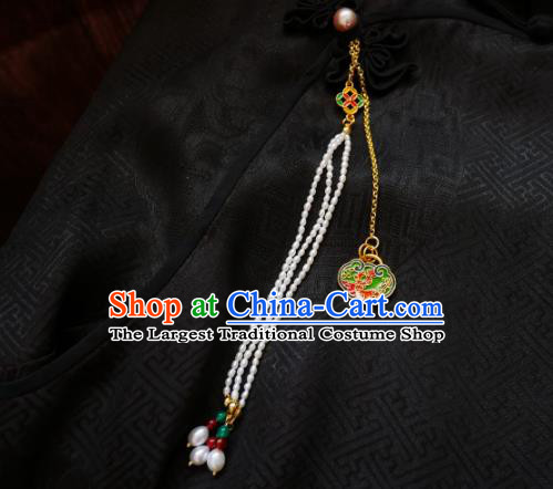 Chinese Classical Cheongsam Lucky Knot Brooch Traditional Hanfu Accessories Handmade Pearls Tassel Breastpin Pendant for Women