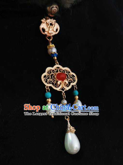 Chinese Classical Blueing Lotus Brooch Traditional Hanfu Cheongsam Accessories Handmade Agate Breastpin Pendant for Women